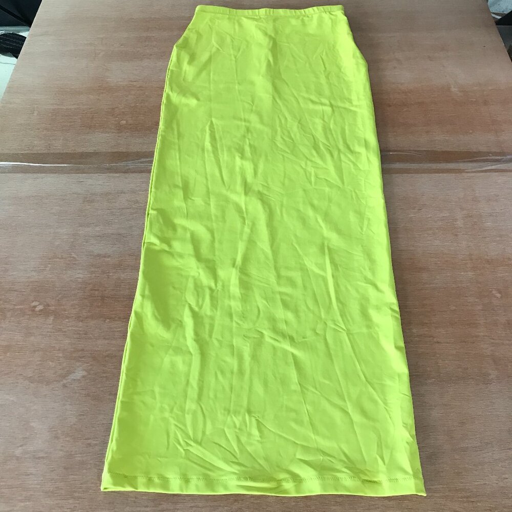 Skims Recycled Swim Cut Out Long Tube Skirt Women M Yellow Stretch Sculpted